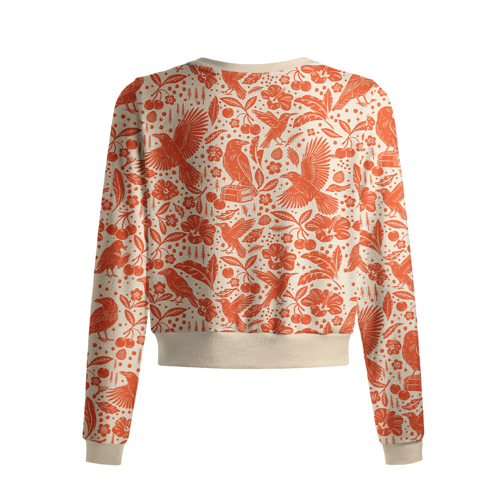 Pagewings Reading Crow Crew Neck Cardigan Sweaters