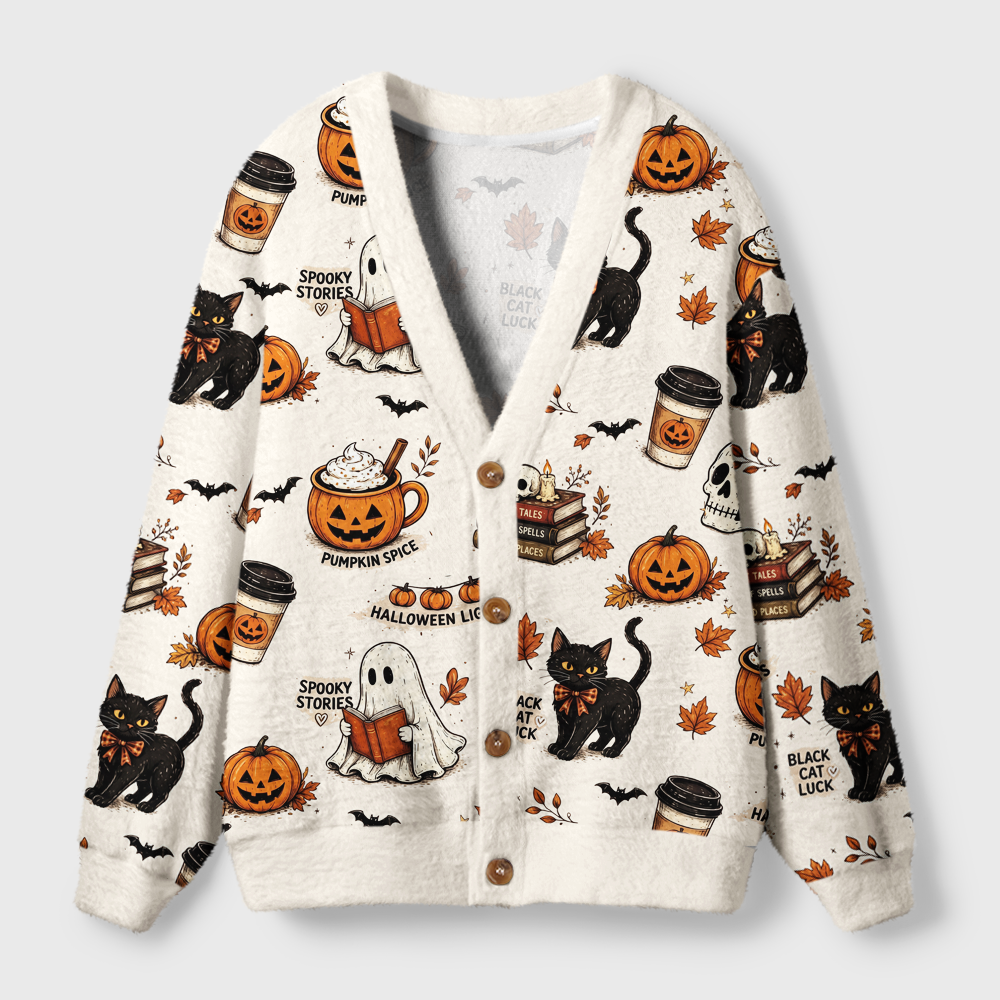 Pagewings Ghosts Love Reading Light Knit Unisex Cardigan Sweaters