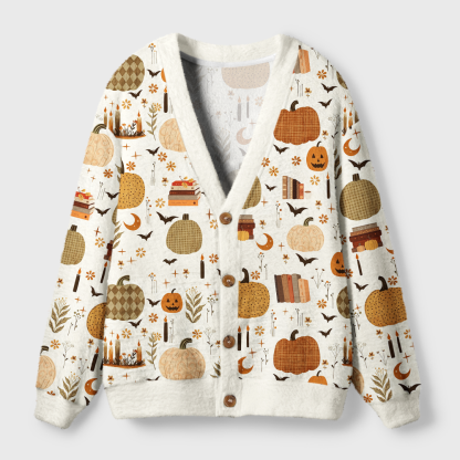 Pagewings Book Pumpkin Light Knit Unisex Cardigan Sweaters
