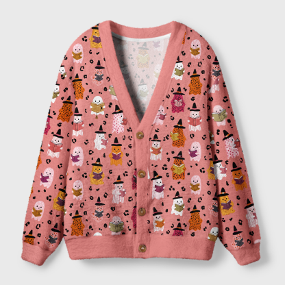 Pagewings Ghosts Love Reading Light Knit Unisex Cardigan Sweaters