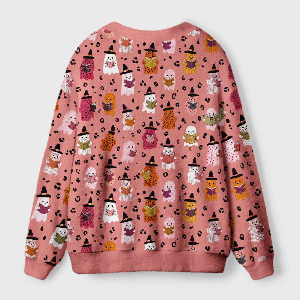 Pagewings Ghosts Love Reading Light Knit Unisex Cardigan Sweaters