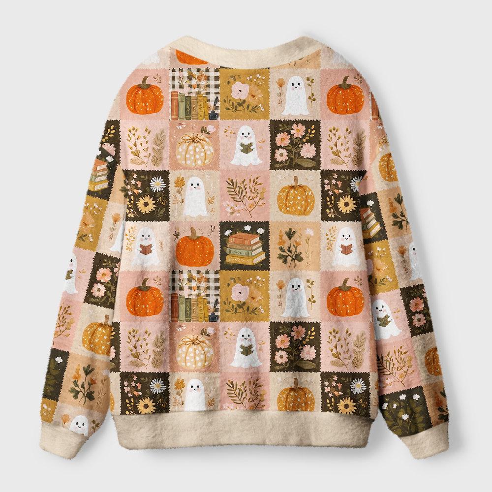 Pagewings Halloween Bookish Light Knit Unisex Cardigan Sweaters