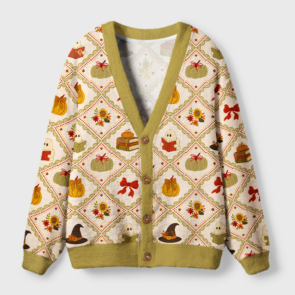 Pagewings Book Pumpkin Light Knit Unisex Cardigan Sweaters