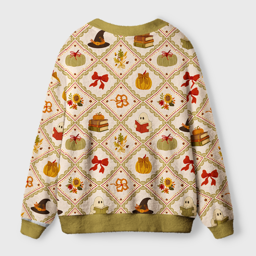 Pagewings Book Pumpkin Light Knit Unisex Cardigan Sweaters