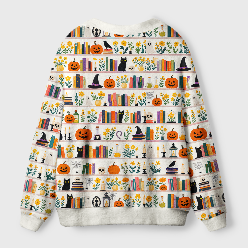 Pagewings Halloween Bookish Light Knit Unisex Cardigan Sweaters