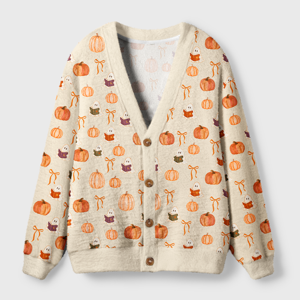 Pagewings Ghosts Love Reading Light Knit Unisex Cardigan Sweaters