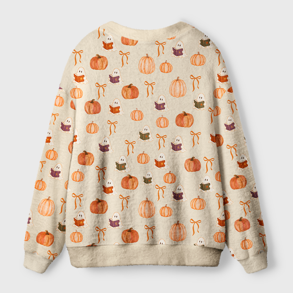 Pagewings Ghosts Love Reading Light Knit Unisex Cardigan Sweaters