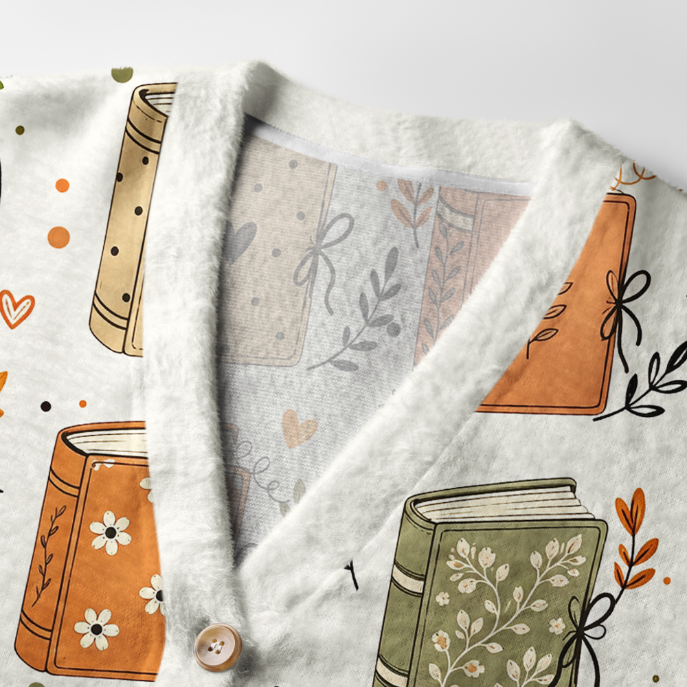 Pagewings Pumpkin Book Light Knit Unisex Cardigan Sweaters