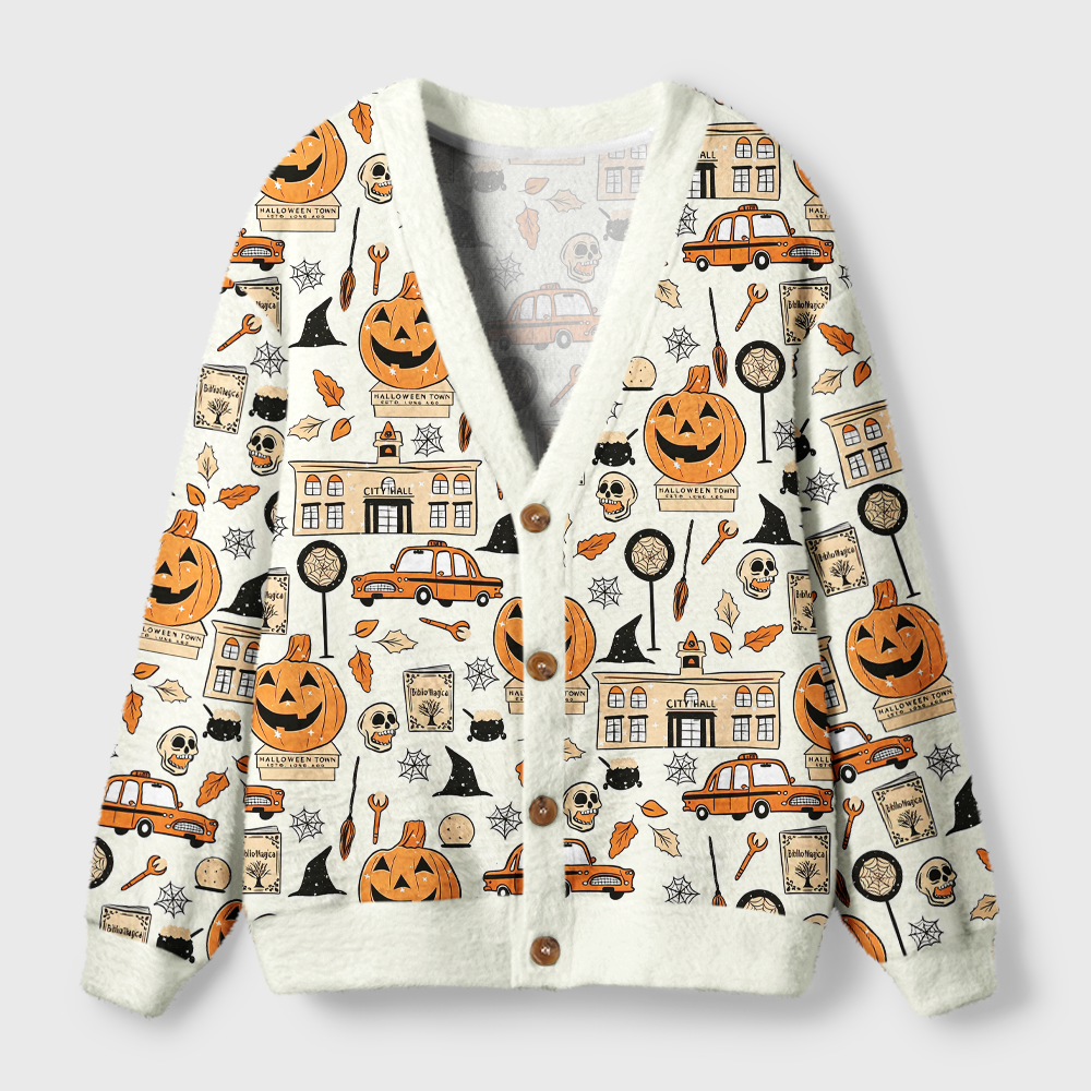 Pagewings Halloween Bookish Light Knit Unisex Cardigan Sweaters