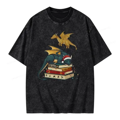 Pagewings Fourth Wing Dragons Christmas Unisex Washed T-shirt