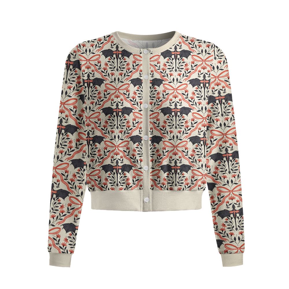 Pagewings Book Dragon Crew Neck Cardigan Sweaters