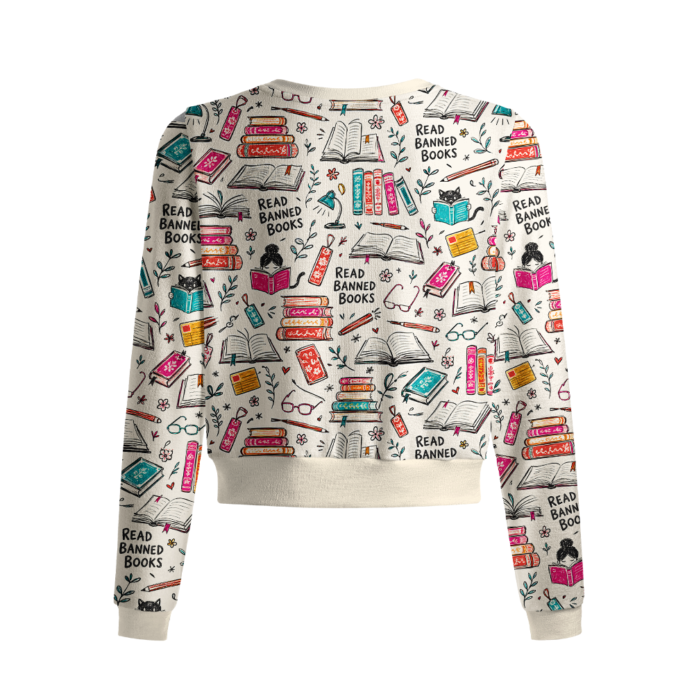 Pagewings Read Banned Books Crew Neck Cardigan Sweaters