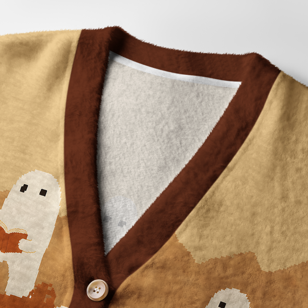Pagewings Ghosts Love Reading Light Knit Unisex Cardigan Sweaters