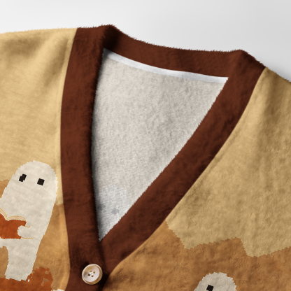 Pagewings Ghosts Love Reading Light Knit Unisex Cardigan Sweaters