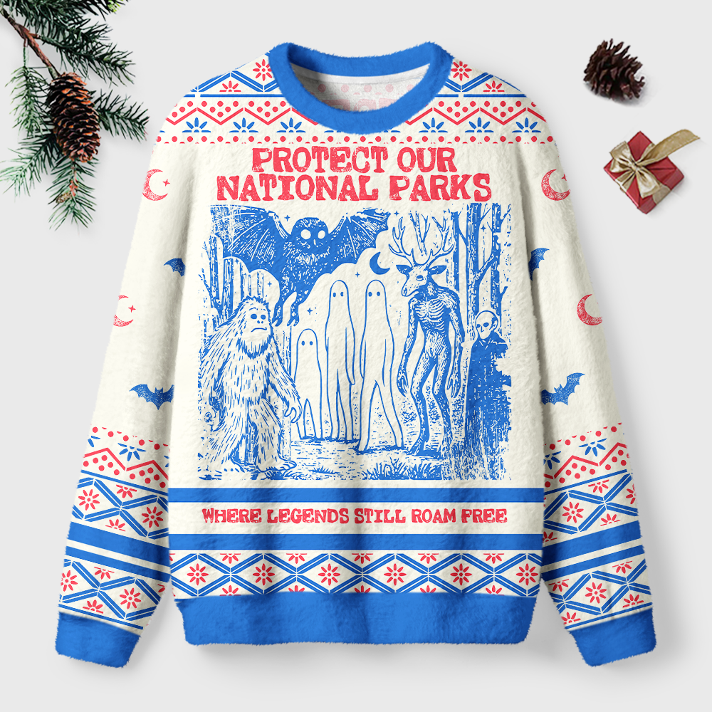 Pagewings Protect Our National Parks Unisex Ugly Light Knit Sweatshirt