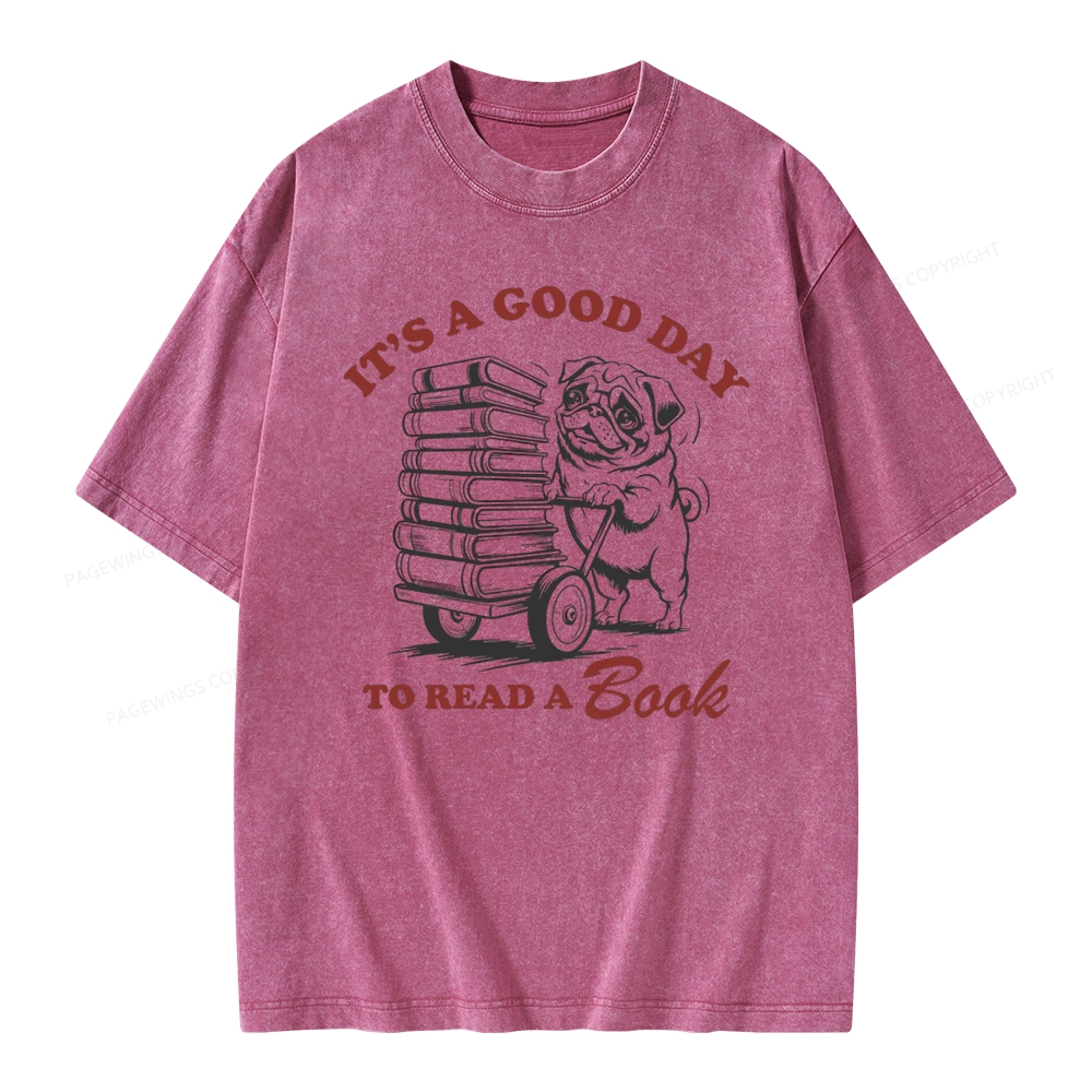 Pagewings Its A Good Day To Read A Book Unisex Washed T-shirt