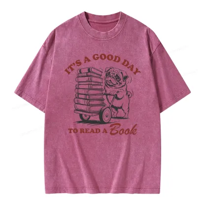 Pagewings Its A Good Day To Read A Book Unisex Washed T-shirt