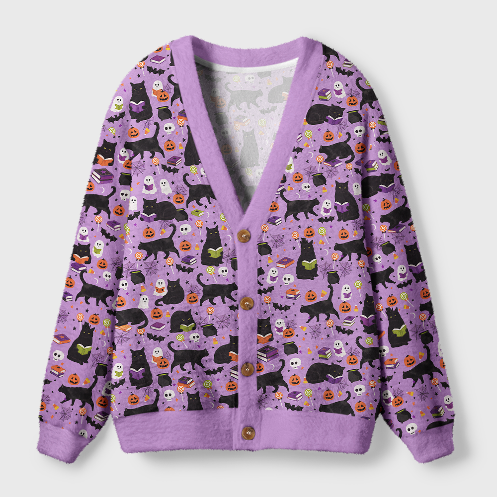 Pagewings Halloween Bookish Light Knit Unisex Cardigan Sweaters