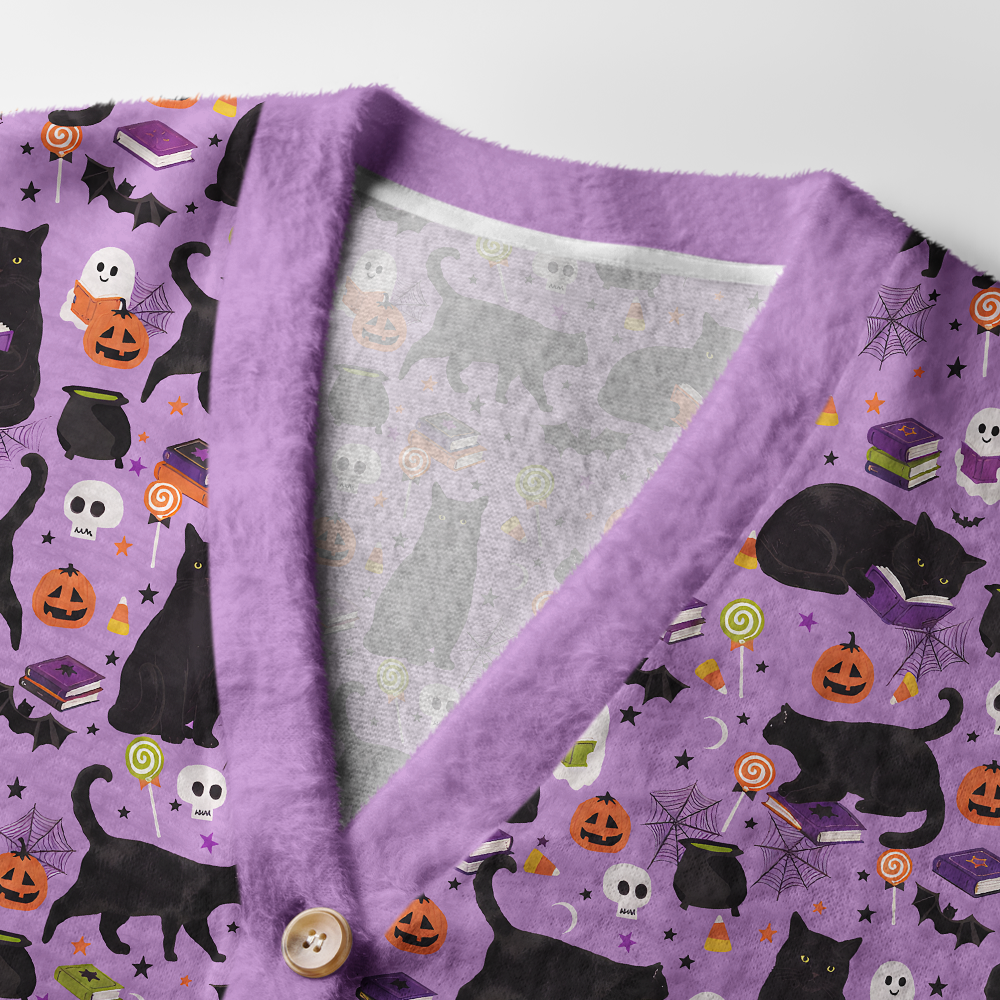 Pagewings Halloween Bookish Light Knit Unisex Cardigan Sweaters
