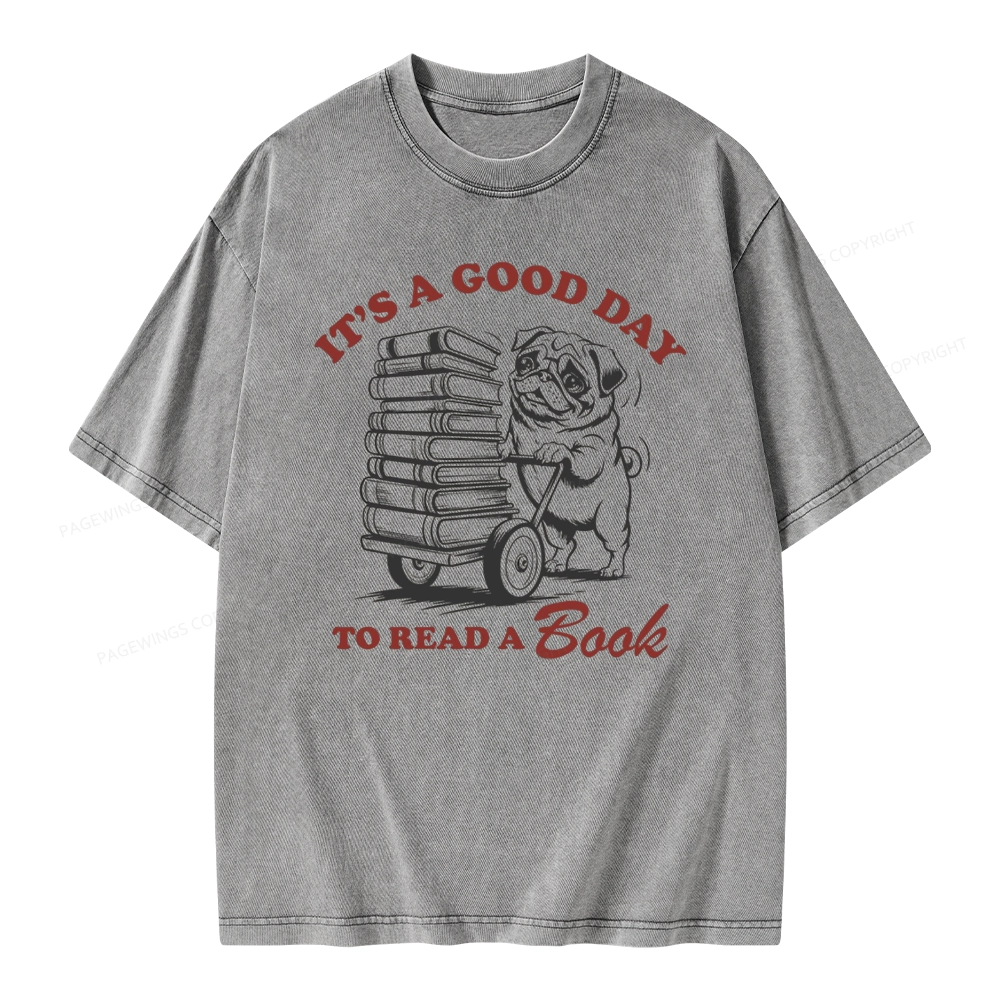 Pagewings Its A Good Day To Read A Book Unisex Washed T-shirt