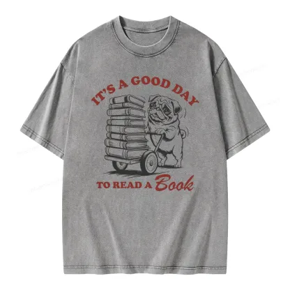 Pagewings Its A Good Day To Read A Book Unisex Washed T-shirt