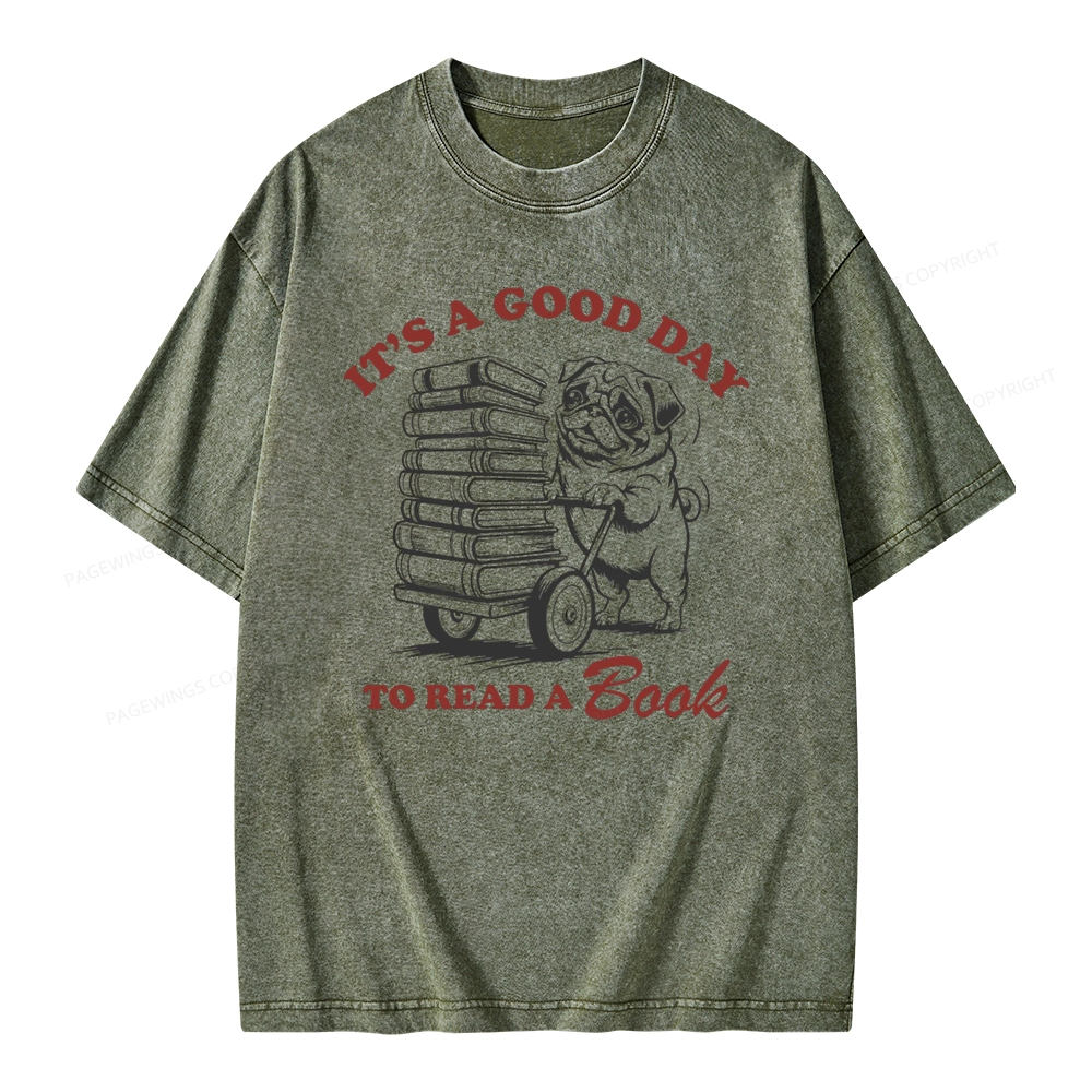 Pagewings Its A Good Day To Read A Book Unisex Washed T-shirt