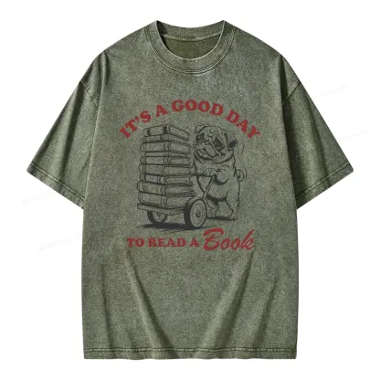 Pagewings Its A Good Day To Read A Book Unisex Washed T-shirt