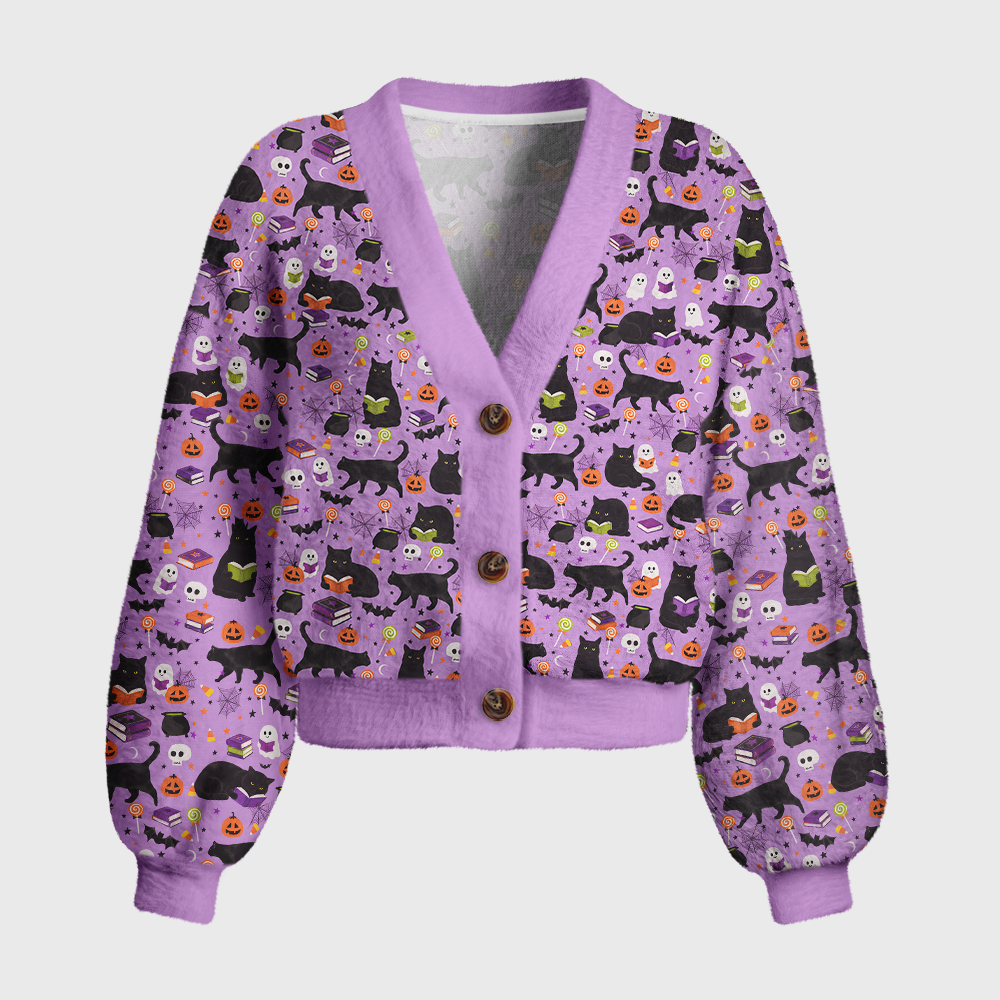 Pagewings Halloween Bookish Women's Cardigan Sweater