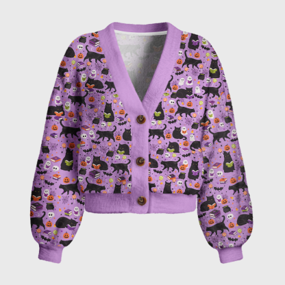Pagewings Halloween Bookish Women's Cardigan Sweater