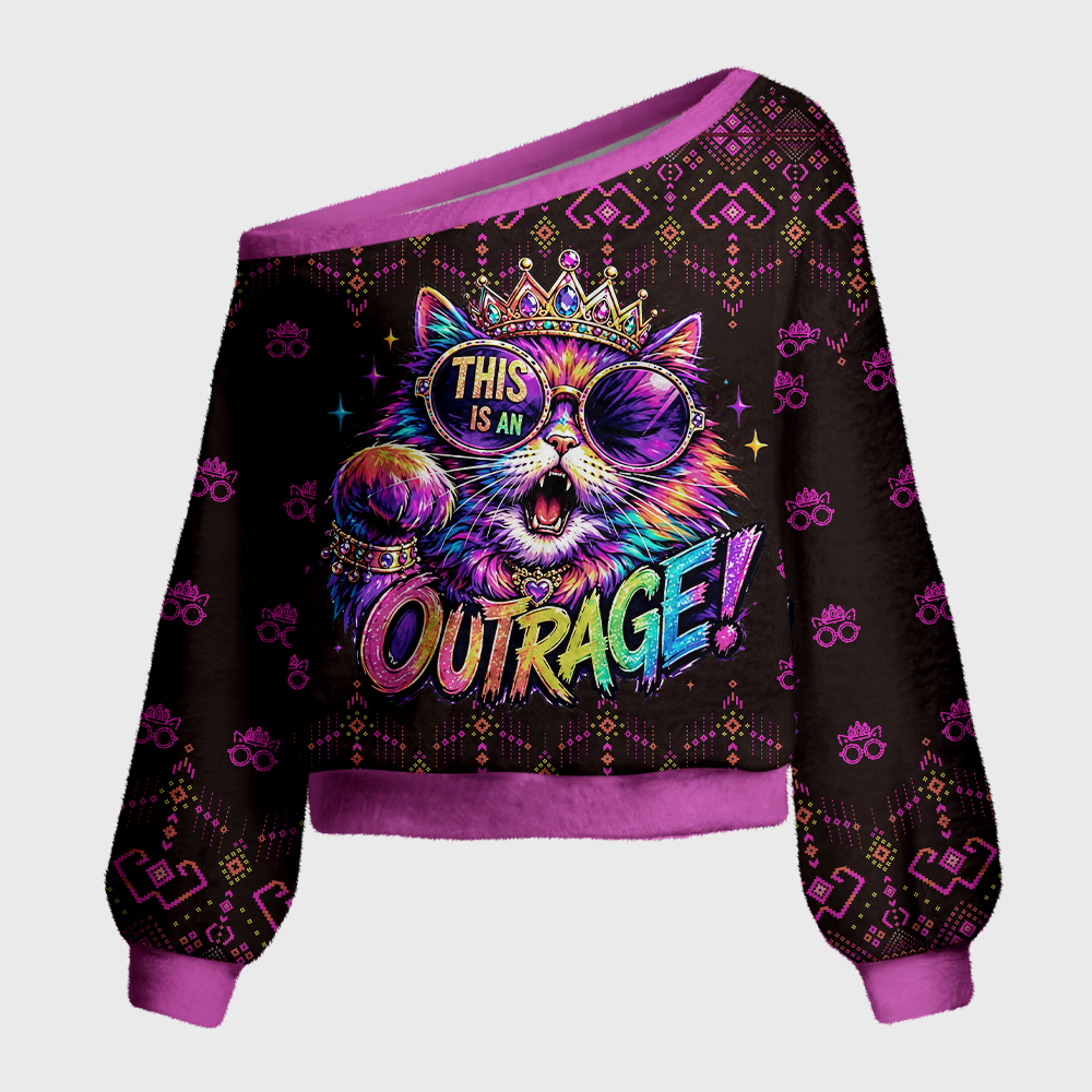 Pagewings Sci Fi Book Lover Off Shoulder Ugly Knit Sweater
