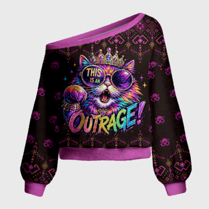 Pagewings Sci Fi Book Lover Off Shoulder Ugly Knit Sweater