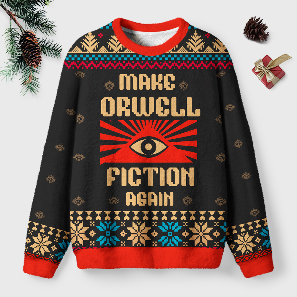 Pagewings Make Orwell Fiction Again Unisex Ugly Light Knit Sweatshirt