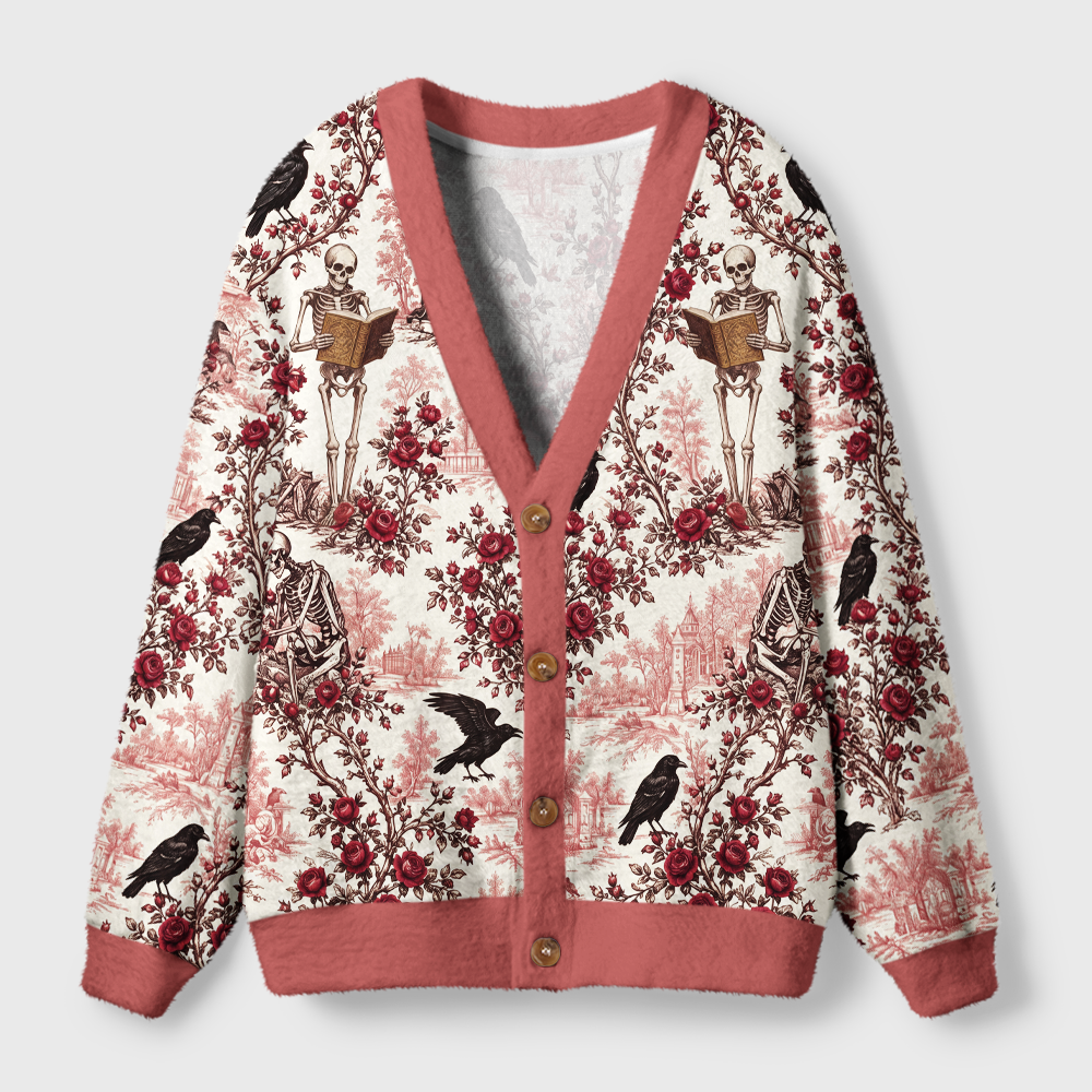 Pagewings Skull Reader Light Knit Unisex Cardigan Sweaters