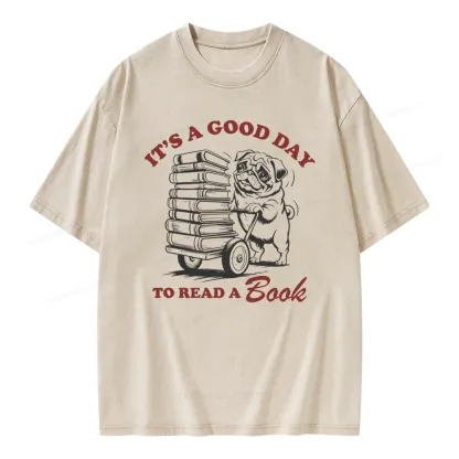 Pagewings Its A Good Day To Read A Book Unisex Washed T-shirt