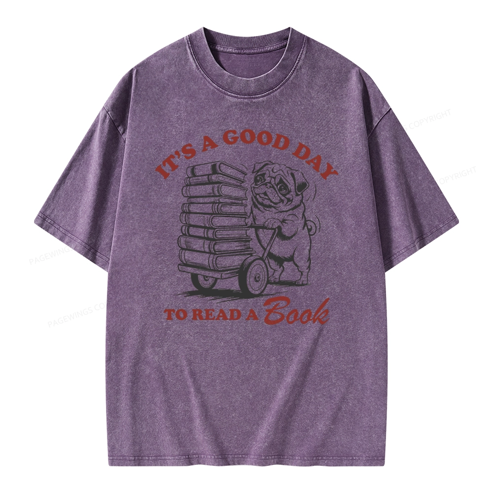 Pagewings Its A Good Day To Read A Book Unisex Washed T-shirt