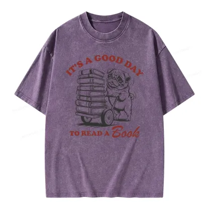 Pagewings Its A Good Day To Read A Book Unisex Washed T-shirt