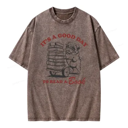 Pagewings Its A Good Day To Read A Book Unisex Washed T-shirt