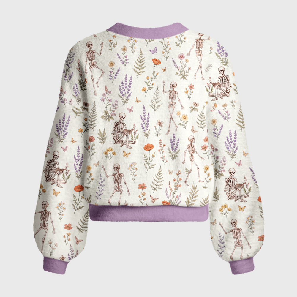 Pagewings Skull Reader Women's Cardigan Sweater