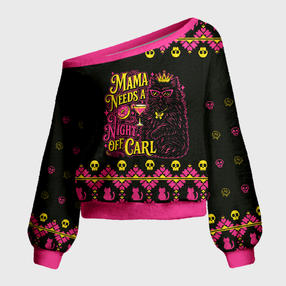 Pagewings Sci Fi Book Lover Off Shoulder Ugly Knit Sweater