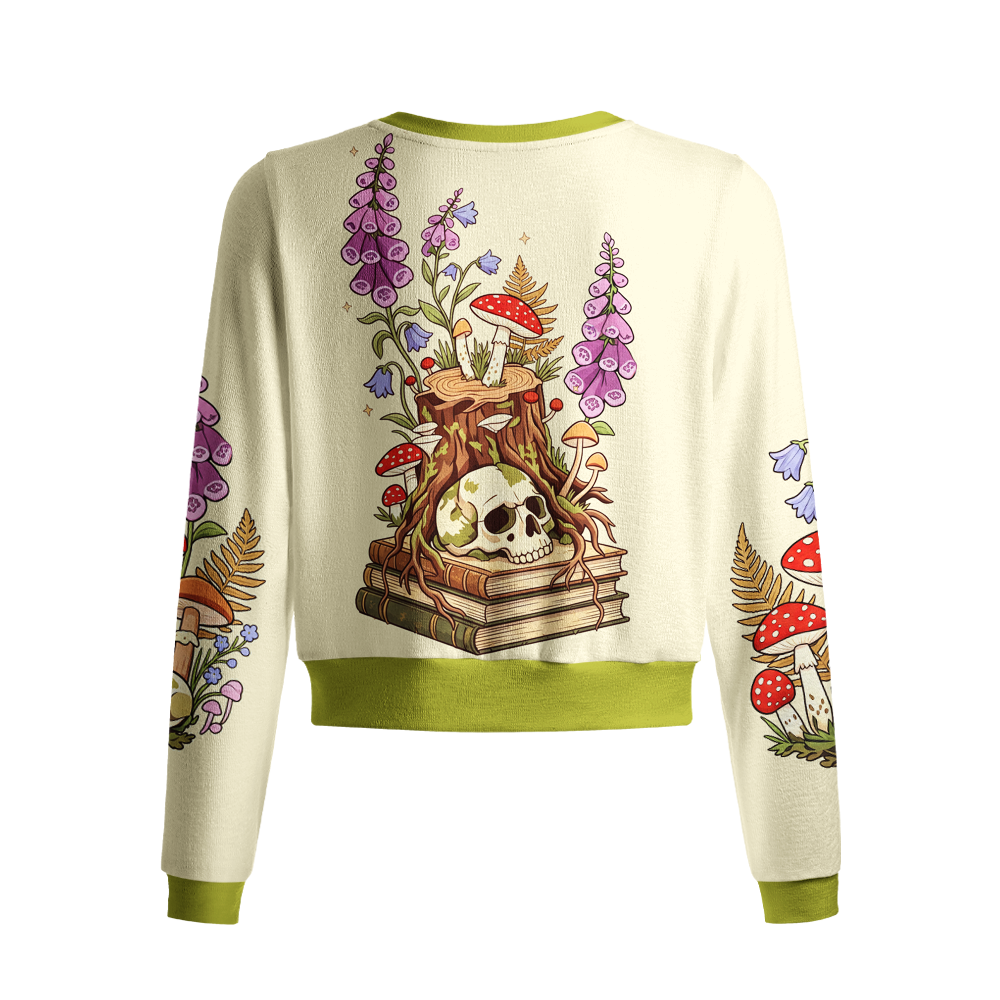 Pagewings Skull Reader Crew Neck Cardigan Sweaters