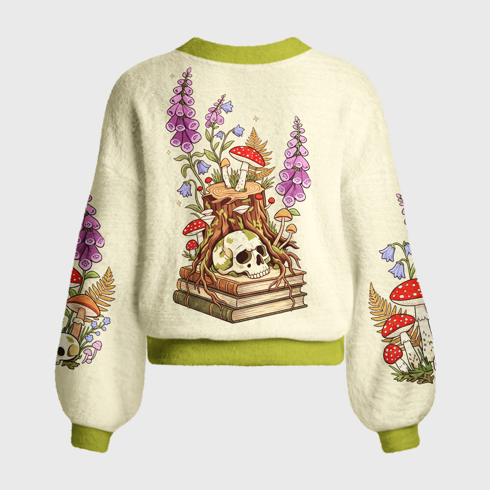 Pagewings Skull Reader Women's Cardigan Sweater