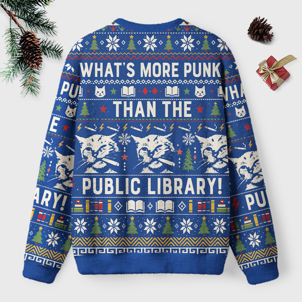 Pagewings What's More Punk Than The Public Library Unisex Ugly Light Knit Sweatshirt