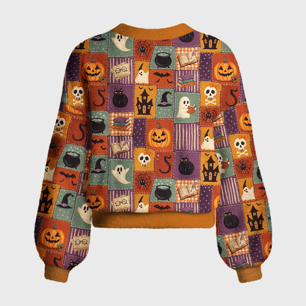 Pagewings Halloween Bookish Women's Cardigan Sweater