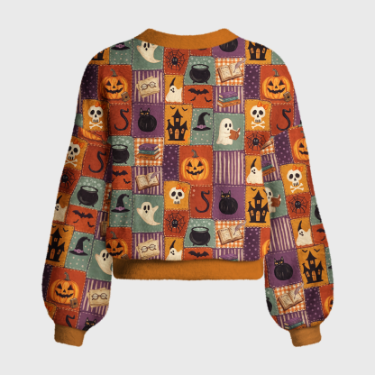 Pagewings Halloween Bookish Women's Cardigan Sweater