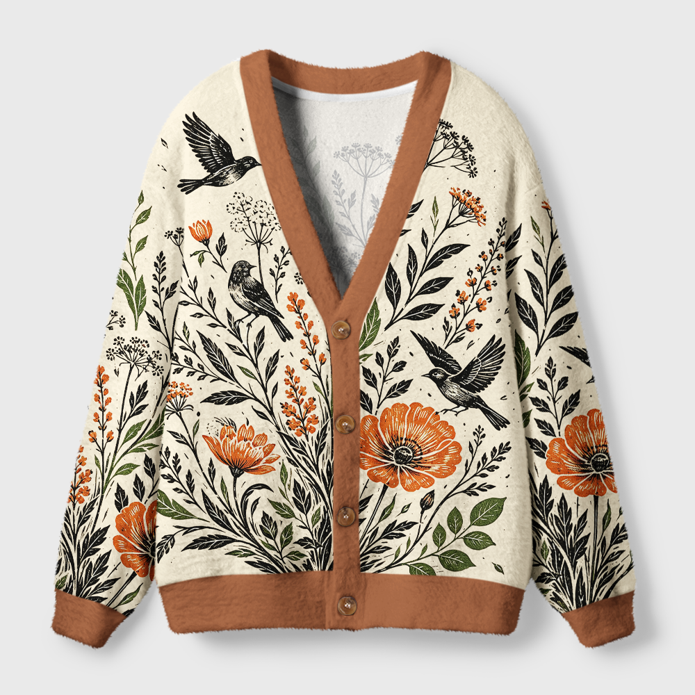 Pagewings Bookish Crow Light Knit Unisex Cardigan Sweaters