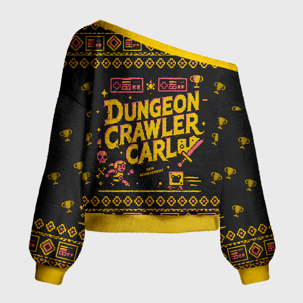 Pagewings Sci Fi Book Lover Off Shoulder Ugly Knit Sweater