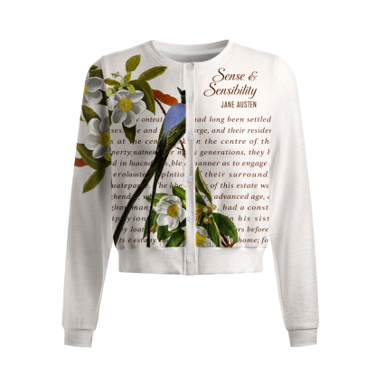 Pagewings Sense and Sensibility Book Lover Crew Neck Cardigan Sweaters