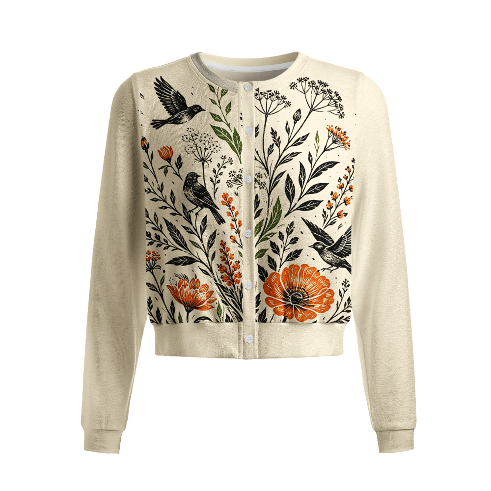 Pagewings Bookish Crow Crew Neck Cardigan Sweaters