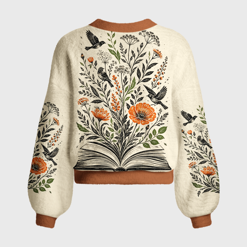 Pagewings Bookish Crow Women's Cardigan Sweater
