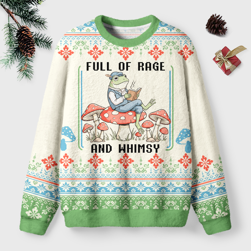 Pagewings Full Of Rage and Whimsy Unisex Ugly Light Knit Sweatshirt